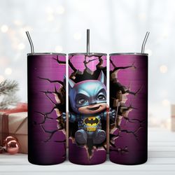 3D Batman Crack Hole 20 Oz Skinny Tumbler, Birthday Cup, Tumbler Gift Mug