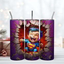 3d inflated super man tumbler, 20 oz skinny tumbler, birthday cup, tumbler gift mug
