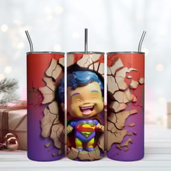 chibi 3d inflated super man tumbler, 20 oz skinny tumbler, birthday cup, tumbler gift mug