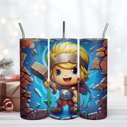 3d inflated thor baby crawling out hole tumbler, 20 oz skinny tumbler, birthday cup, tumbler gift mug