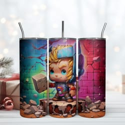 retro chibi thor 3d inflated tumbler, 20 oz skinny tumbler, birthday cup, tumbler gift mug