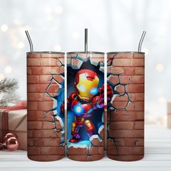 3D Inflated Iron Man Tumbler, 20 Oz Skinny Tumbler, Birthday Cup, Tumbler Gift Mug