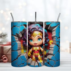 3d inflated wonder woman hero tumbler 20oz skinny tumbler, 20 oz skinny tumbler, birthday cup, tumbler gift mug