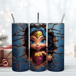 3D Inflated Wonder Woman Tumbler, 20 Oz Skinny Tumbler, Birthday Cup, Tumbler Gift Mug, Birthday Gift