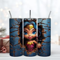 3d inflated wonder woman tumbler, 20 oz skinny tumbler, birthday cup, tumbler gift mug, birthday gift