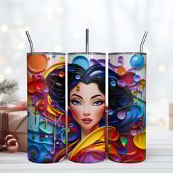 jasmine 3d inflated tumbler, skinny tumbler, birthday cup, tumbler gift mug