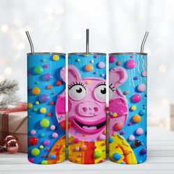 3D Inflated Peppa Pig Tumbler, Skinny Tumbler, Birthday Cup, Tumbler Gift Mug