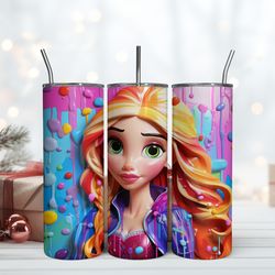 3D Rapunzel Heart Tumbler, Skinny Tumbler, Birthday Cup, Tumbler Gift Mug
