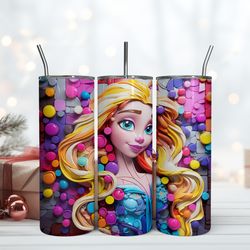 3D Rapunzel Dripping Tumbler, Skinny Tumbler, Birthday Cup, Tumbler Gift Mug