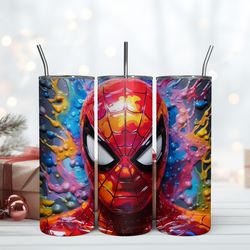 3d inflated spider man tumbler, skinny tumbler, birthday cup, tumbler gift mug