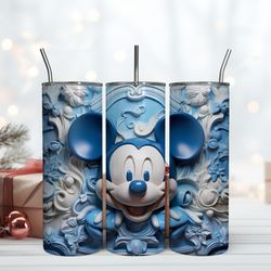 3D Mickey Blue, Birthday Gift Mug, Skinny Tumbler, Gift For Kids