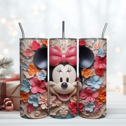 3D Minnie Flowers Tumbler, Birthday Gift Mug, Skinny Tumbler, Gift For Kids