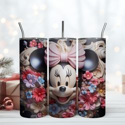 3D Beautiful Minnie Flower 20oz Skinny Tumbler, Birthday Gift Mug, Skinny Tumbler, Gift For Kids