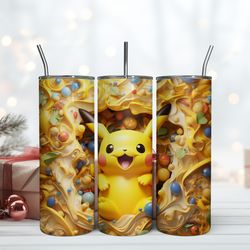 3D Pikachu Candy Hole Tumbler, Birthday Gift Mug, Skinny Tumbler, Gift For Kids