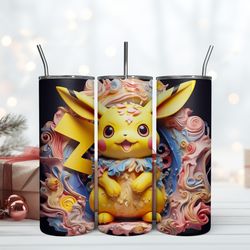 3D Pikachu Tumbler, Birthday Gift Mug, Skinny Tumbler, Gift For Kids