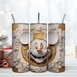 Mickey Gold 3D Tumbler 20oz Mickey Mouse Tumbler, Birthday Gift Mug, Skinny Tumbler, Gift For Kids