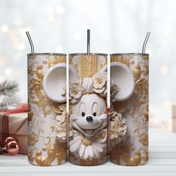 White Princess Minnie Tumbler 20oz Minnie Mouse Tumbler, Birthday Gift Mug, Skinny Tumbler, Gift For Kids