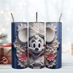 Disney 20oz Minnie Mouse Flower Tumbler 20oz, Birthday Gift Mug, Skinny Tumbler, Gift For Kids