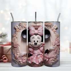 Cartoon Disney Minnie Skinny 20oz Tumbler, Minnie Disneyland Tumbler 20oz, Birthday Gift Mug, Gift For Kids