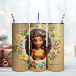 summer princess moana tumbler, birthday gift mug, skinny tumbler, gift for kids