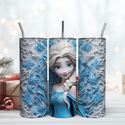 Elsa 3D Queen Tumbler, Birthday Gift Mug, Skinny Tumbler, Gift For Kids