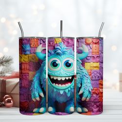 Cute Sulley 3D Disney Tumbler, Birthday Gift Mug, Skinny Tumbler, Gift For Kids