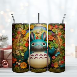 3D Totoro In Wonderland Tumbler, Birthday Gift Mug, Skinny Tumbler, Gift For Kids