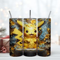 3D Inflated Pikachu Royal 20oz, Birthday Gift Mug, Skinny Tumbler, Gift For Kids