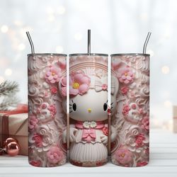 Pink Floral Hello Kitty 20 oz, Birthday Gift Mug, Skinny Tumbler, Gift For Kids