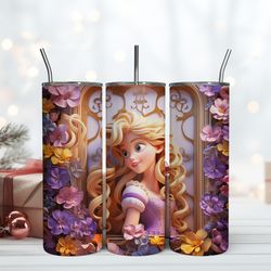 Rapunzel Flowers Window Tumbler 20oz, Birthday Gift Mug, Skinny Tumbler, Gift For Kids