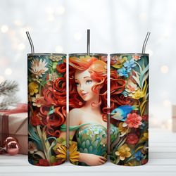 ariel princess 3d 20oz , birthday gift mug, skinny tumbler, gift for kids, gift for lover