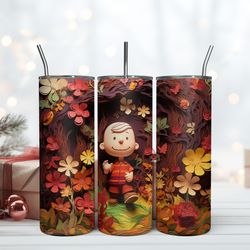 3d inflated charlie brown 20oz tumbler snoopy 20oz, birthday gift mug, skinny tumbler, gift for kids, gift for lover