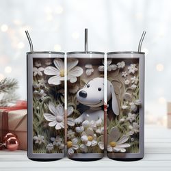 snoopy white tumbler 20oz snoopy cartoon tumbler 20oz, birthday gift mug, skinny tumbler, gift for kids, gift for lover