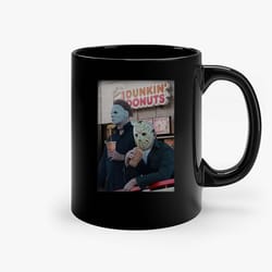 micheal myers and jason drink dunkin ceramic mugs, funny mug, birthday gift mug, custom mug, gift for her, gift for him