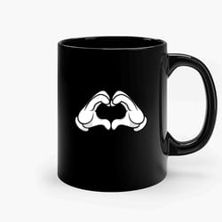 mickey hands heart love ceramic mugs, funny mug, birthday gift mug, custom mug, gift for her, gift for him