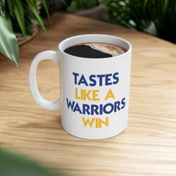 tastes like a warriors win basketball mug, golden state warriors glossy mug, perfect gift idea funny nba gift sport