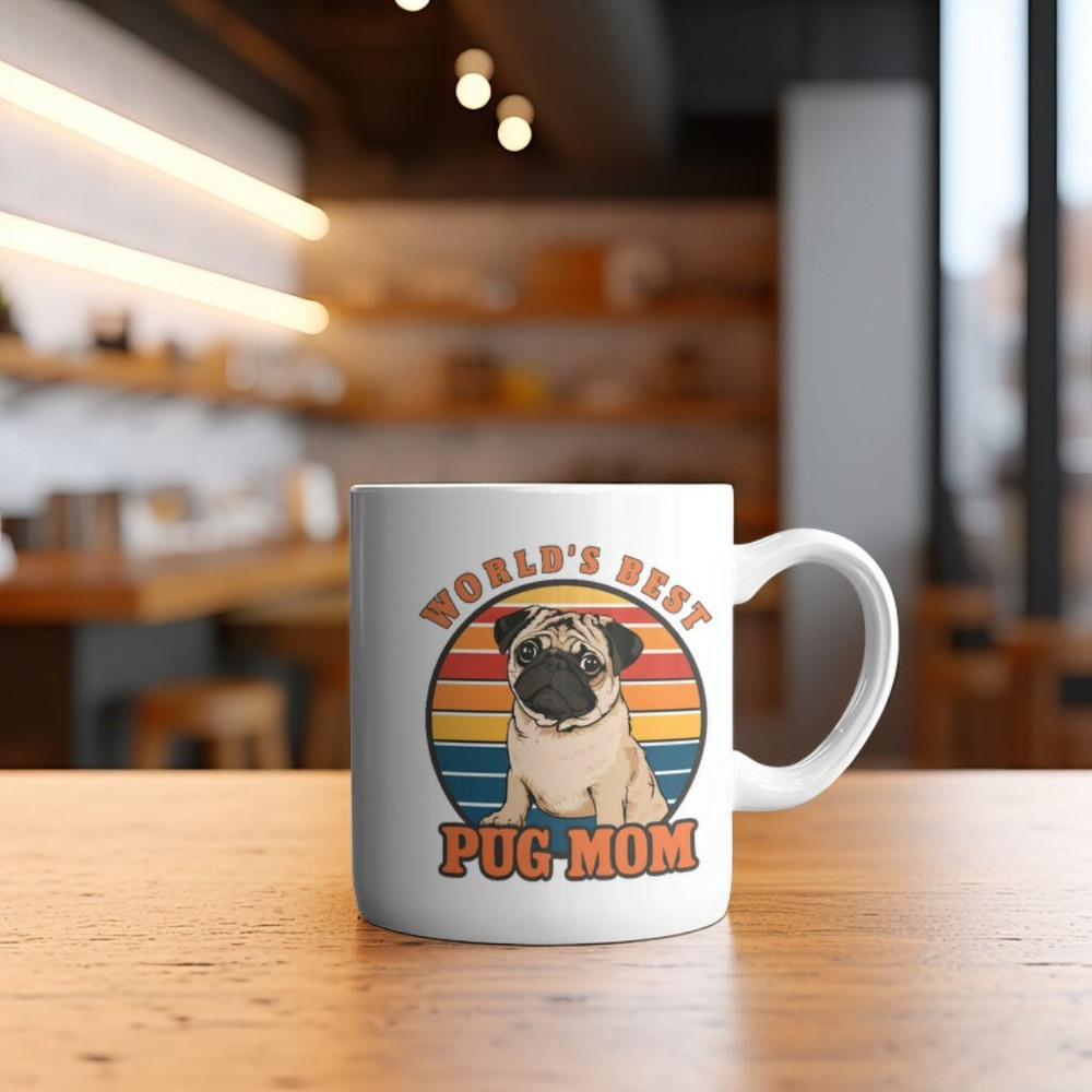 World's Best Pug Mom Mug Retro Vintage Sunset.jpg