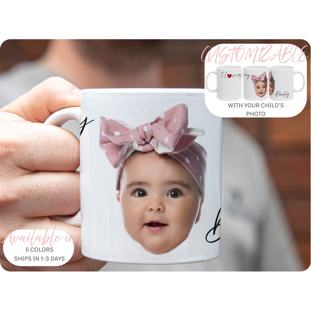 Custom Photo Coffee Mug, I love my Daddy Mug, Personalized Coffee cup for Dad or Grandpa, Kids photo on Cup, Father's Day Mug, Gift for him.jpg