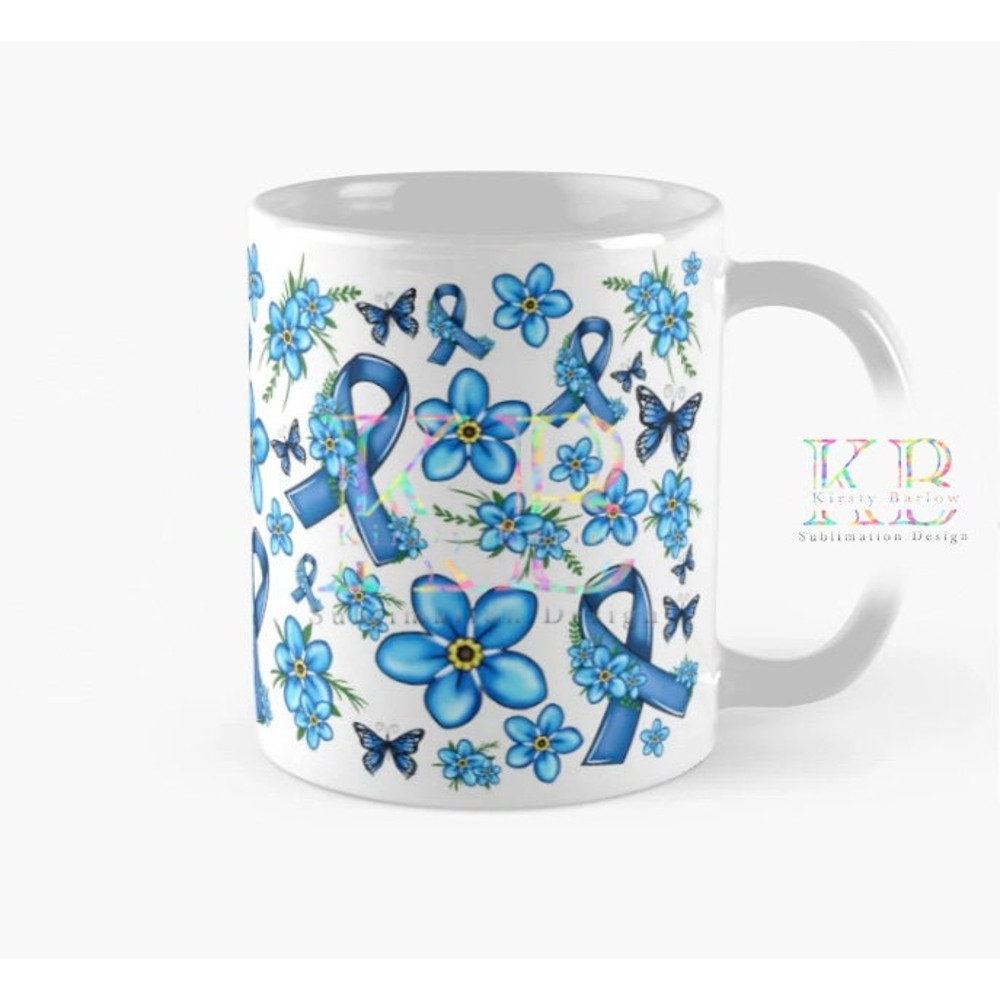 Dementia Alzheimer’s awareness forget me not ribbon mug wrap sublimation Coffee cup design clipart instant download png file.jpg