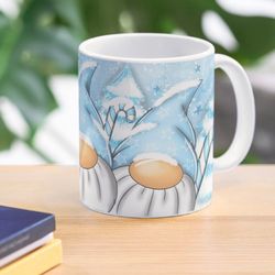 frosty blue snow scene gonk gnome christmas clip art mug wrap for sublimation