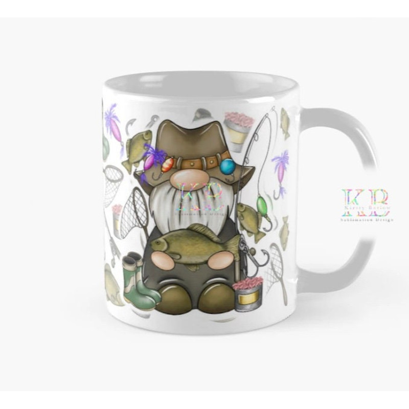 Gonk gnome fisherman fishing mug design wrap sublimation png art clipart instant download dad grandad brother uncle gift.jpg