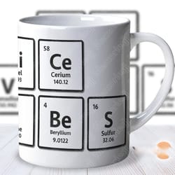 phrase design with elements of periodic table, design for chemistry teacher, 11oz and 15oz coffee mug wrap