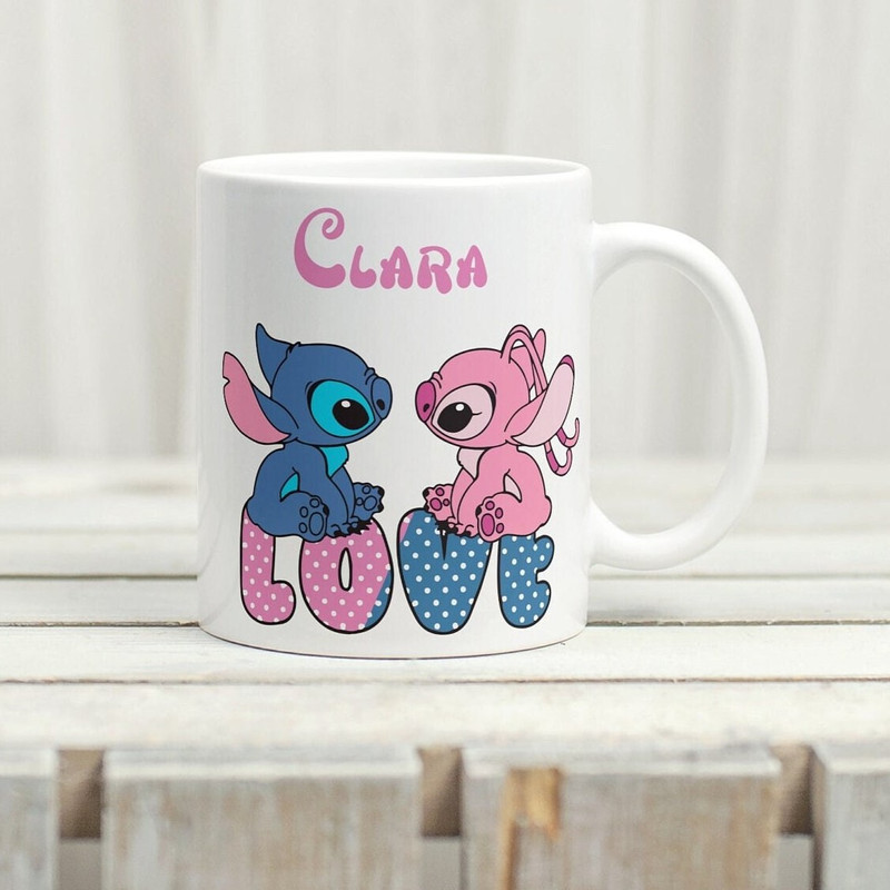Personalized Stitch and angel mug, children's mug, customizable mug to offer.jpg
