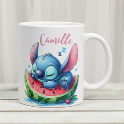 stitch mug, childrens mug, sleeper stitch mug, customizable mug to offer, first name mug, stitch custom name mug