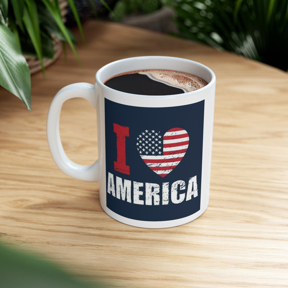 American Flag coffee mug Patriotic coffee cup gift Independence Day Housewarming Gift Closing Gift mug gift American 1776 I Love America Mug.jpg