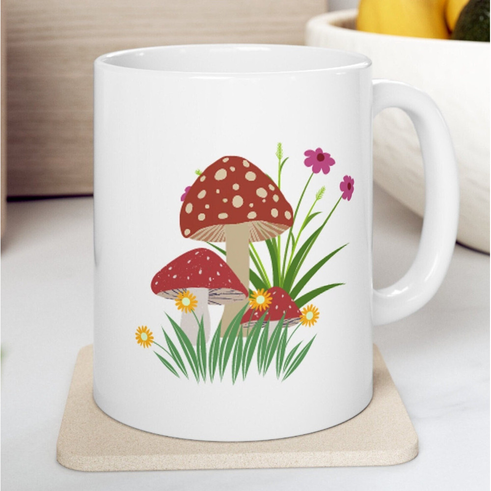 Cute Mushroom Ceramic Mug gift for Mushroom Hunter Coffee Cup for Fungus Forager Organic Farmer mug Great Lakes toadstool Coffee Cup.jpg