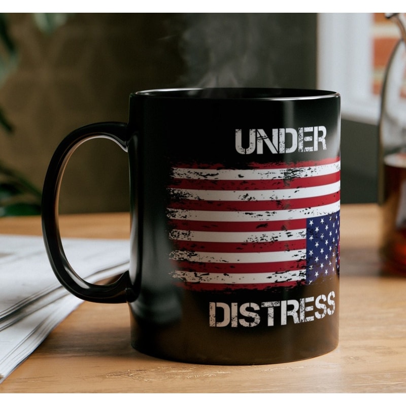 In Destress American Flag Black Mug Patriotic coffee mug gift Independence Day Mug Gift Patriotic flag mug with stars stripes Mug for dad.jpg
