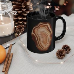lake superior agate 11oz black mug, great gift for the yooper 906 whitefish point rock yooperlite hound hunter