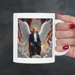trump angel wings mug, angelic mug, bible mug, funny political mug, angel mug, trump biblical mug, religious mug