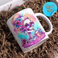 good moms say bad words mug, trendy skull sweary mother mug, mother day gift funny skeleton sarcastic mama funny gift